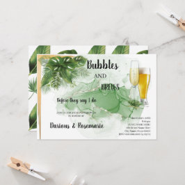 Invitación Burbuja de palma tropical y se corta Ducha de pare