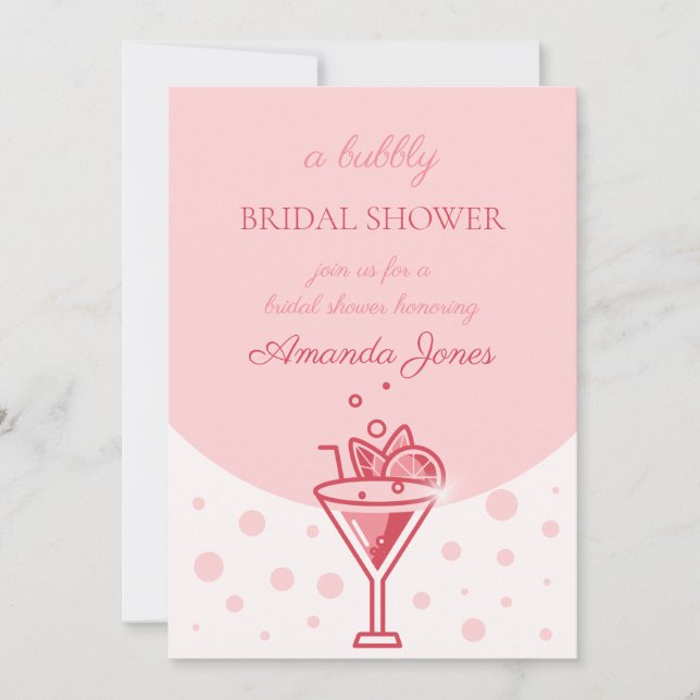 Invitación Burbuja de rosa: Bonito Elegance Fun Bridal Shower (Anverso)