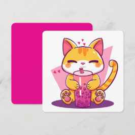 Invitación Burbuja de Té Gatito