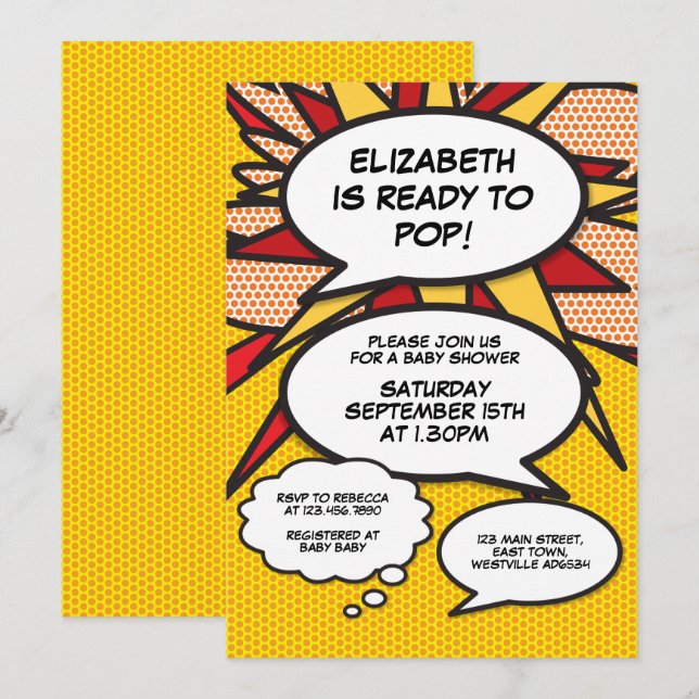 Invitación Burbuja del discurso divertido moderno de Baby Sho (Anverso / Reverso)