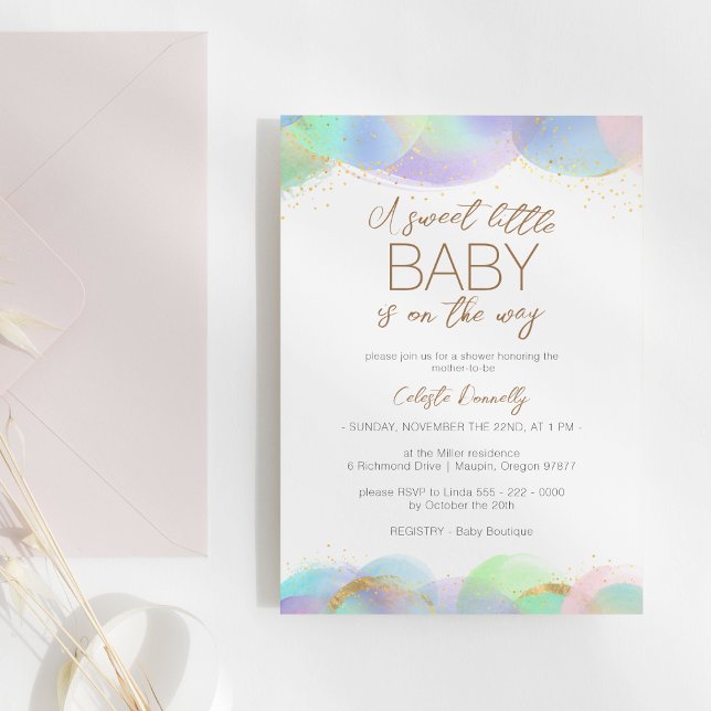 Invitación Burbujas arcoiris coloridas dulces pequeños Baby S (Subido por el creador)