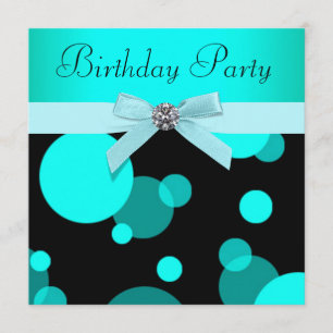 Invitación Burbujas azul turquesa Cumpleaños cualquier número