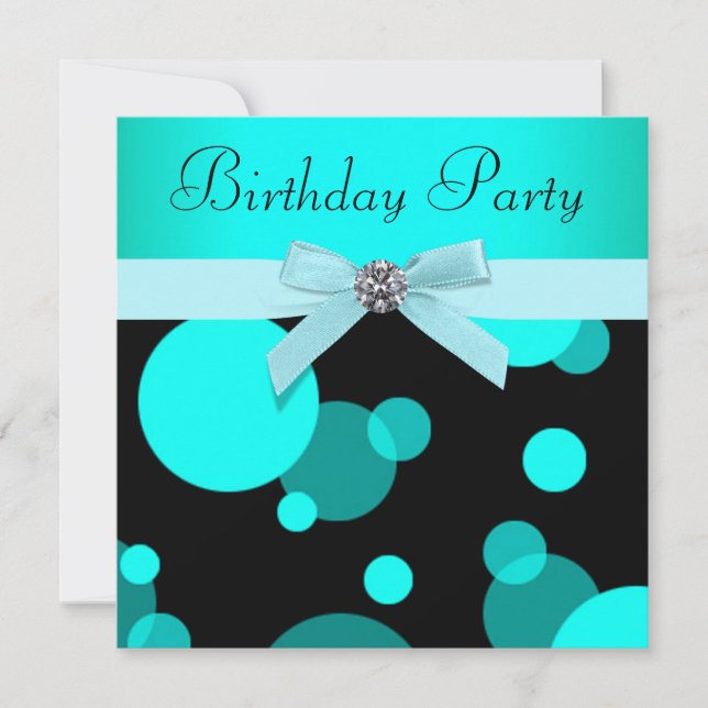 Invitación Burbujas azules verde azuladas Cualquier fiesta de (Anverso)