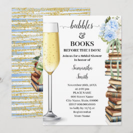 Invitación Burbujas Azules y Libros Antes de Hacer Duchas de 