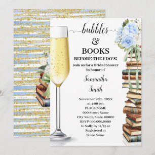Invitación Burbujas Azules y Libros Antes de Hacer Duchas de 