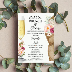 Invitación Burbujas Brunch & Blooms antes de hacer ducha de n