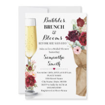 Burbujas Brunch & Blooms Marsala Bridal Shower Inv