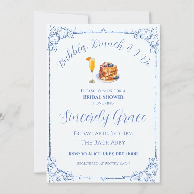 Invitación Burbujas, Brunch y Me Caso (Anverso)