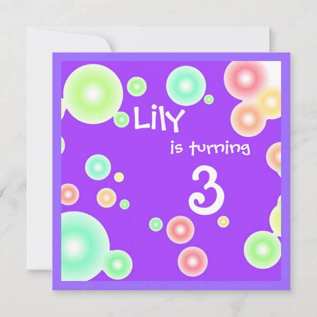 Invitación Burbujas coloridas (Anverso)