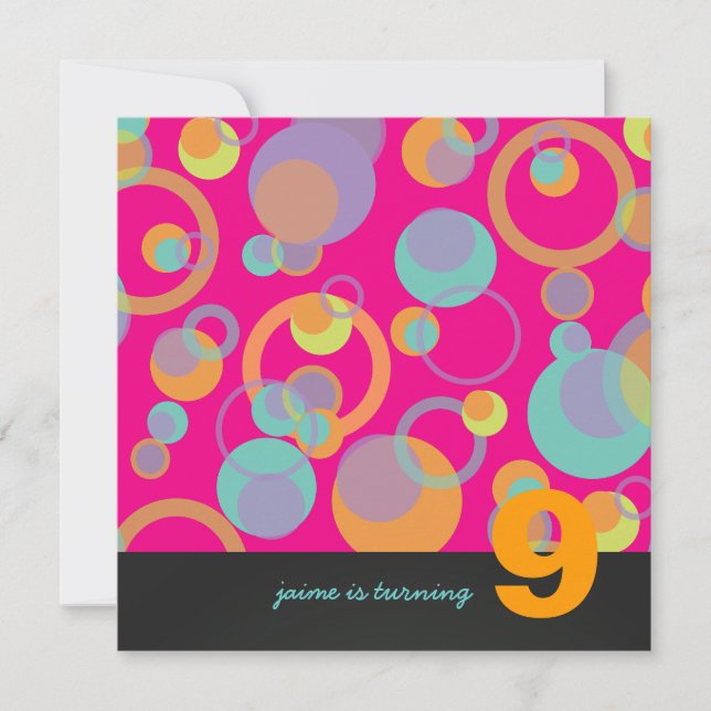 Invitación Burbujas Coloridas para Fiesta de Cumpleaños (Anverso)