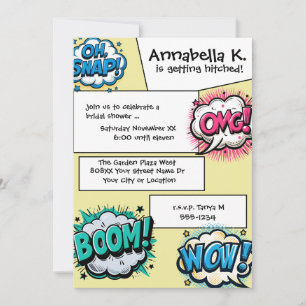 Invitación Burbujas de diálogo de acción de cómic