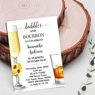 Invitación Burbujas de girasol y adultos de Borbón Cumpleaños