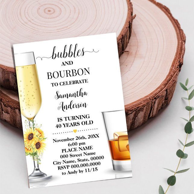 Invitación Burbujas de girasol y adultos de Borbón Cumpleaños (Subido por el creador)