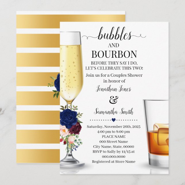 Invitación Burbujas de la marina y borbón antes de ducharse l (Anverso / Reverso)