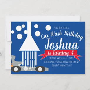 Invitación Burbujas de lavado de coche divertidas para fiesta