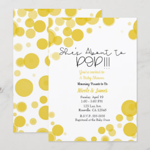 Invitación Burbujas de lunares amarillos y blancos ¡Está a pu