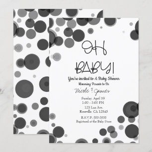 Invitación Burbujas de lunares blancos y negros OH CIELITO Sh