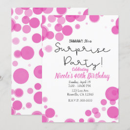 Invitación Burbujas de lunares rosados y blancos Fiesta sorpr
