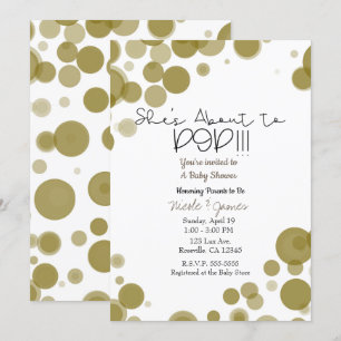 Invitación Burbujas de oro y polka blanca a punto de caer