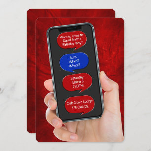 Invitación Burbujas de texto para la fiesta de cumpleaños sob