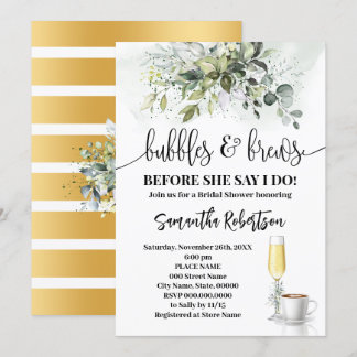 Invitación Burbujas de verde y café te dan una ducha de novia