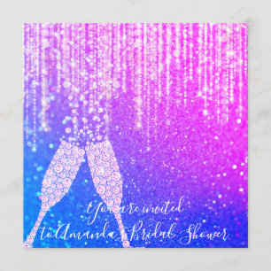 Invitación Burbujas de vidrio de diamante 30.º 40.º azul real