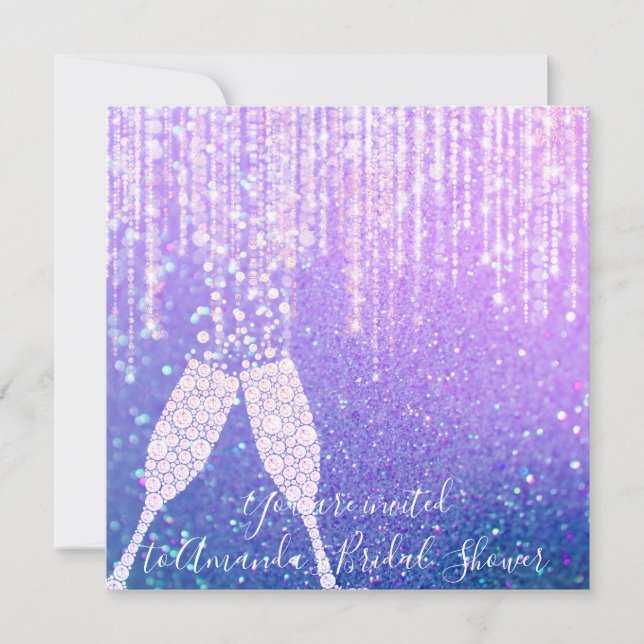 Invitación Burbujas de vidrio de diamante dulce16ª ducha de n (Anverso)