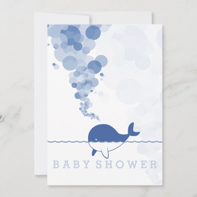 Invitación "Burbujas" - El Baby Shower de la ballena azul beb (Anverso)