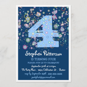 Invitación ¡Burbujas felices! Fiesta de cumpleaños colorida