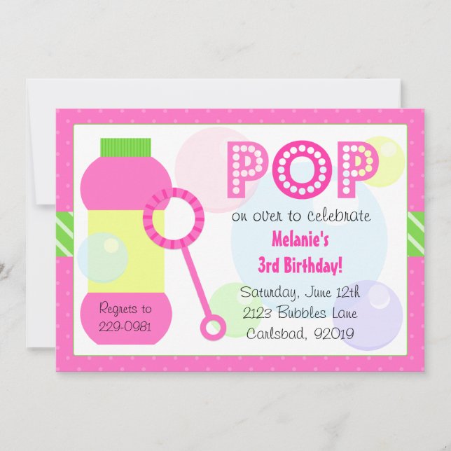 Invitación Burbujas Fiesta de cumpleaños (Anverso)