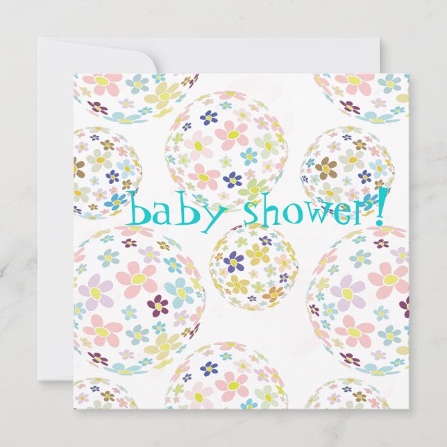 Invitación Burbujas florales de Baby Shower (Anverso)