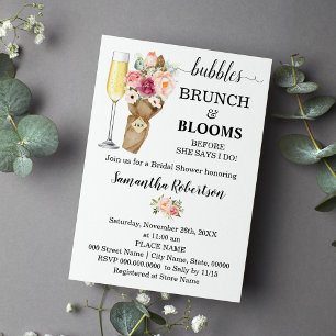 Invitación Burbujas Flores rosas rosadas de brunch y floros