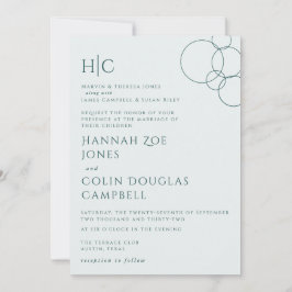 Invitación Burbujas modernas elegantes Gris geométrico y Verd