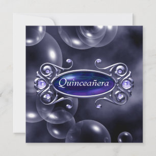 Invitación Burbujas Moradas Bonitas Quinceañera