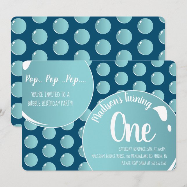 Invitación Burbujas Pop Pop Cumpleaños Divertido (Anverso / Reverso)