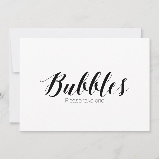 Invitación "Burbujas, por favor, tomen una" Rótulo de caligra (Anverso)