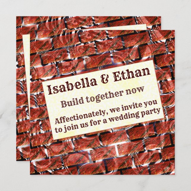 Invitación ¿Burbujas rojas en el efecto de rebanado o ladrill (Anverso / Reverso)