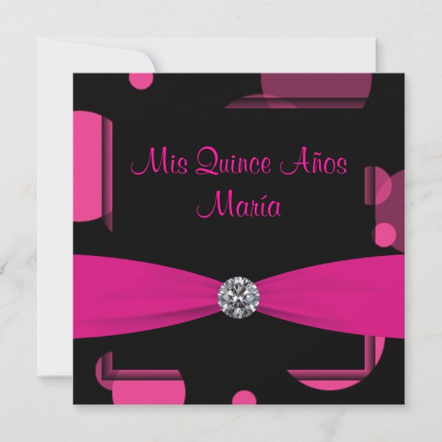 Invitación Burbujas Rosa Brillante Quinceañera (Anverso)