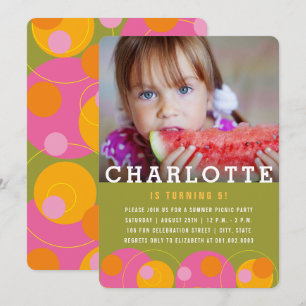 Invitación Burbujas rosas, puntos de Polka, fiesta del cumple