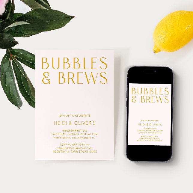 Invitación Burbujas rosas y amarillas de Rubor y genera compr (Subido por el creador)