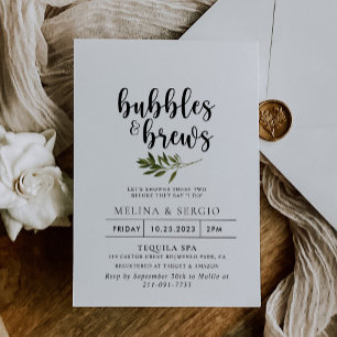 Invitación Burbujas verdes botánicas & brews Ducha de novia