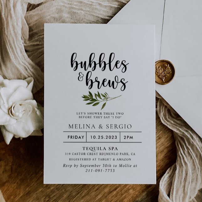 Invitación Burbujas verdes botánicas & brews Ducha de novia (Subido por el creador)