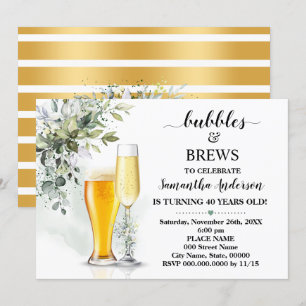 Invitación Burbujas verdes y breves cumpleaños de adultos