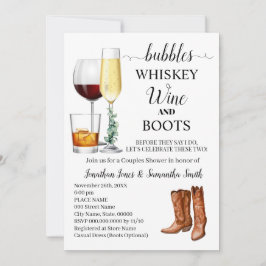 Invitación Burbujas Whiskey Wine & Boots Ducha Parejas