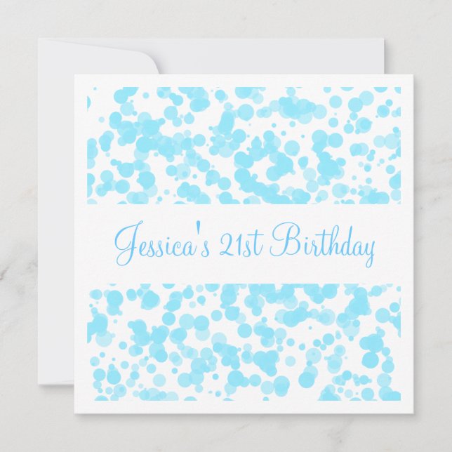 Invitación Burbujas y blanco azules de la fiesta de (Anverso)