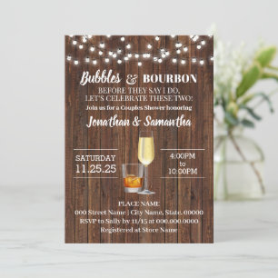 Invitación Burbujas y borbón antes de hacer boda rústico