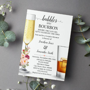 Invitación Burbujas y borbón antes de la ducha de boda rosa