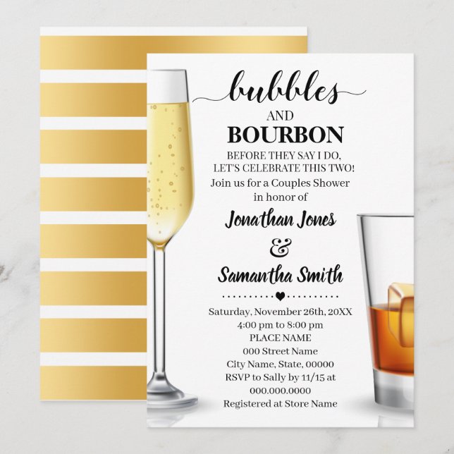 Invitación Burbujas y Borbón antes de que duerma la pareja (Anverso / Reverso)