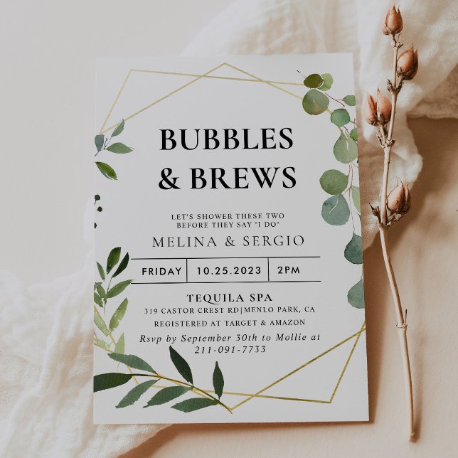 Invitación Burbujas y brebajadas de eucalipto verde ducha de  (Subido por el creador)