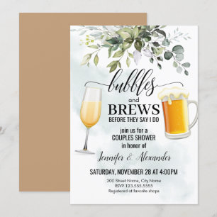 Invitación Burbujas y brebajadas Ducha de parejas